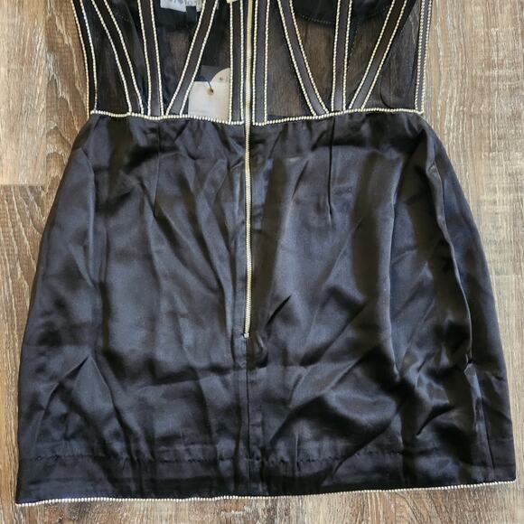 Retrofete Ludlow Dress in Black Large NWT Crystals Corset Strapless Mini - Picture 9 of 13